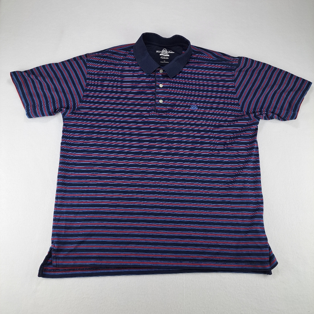 Brooks Brothers Mens XL Country Club Short Sleeve Striped Polo Shirt Embroidered